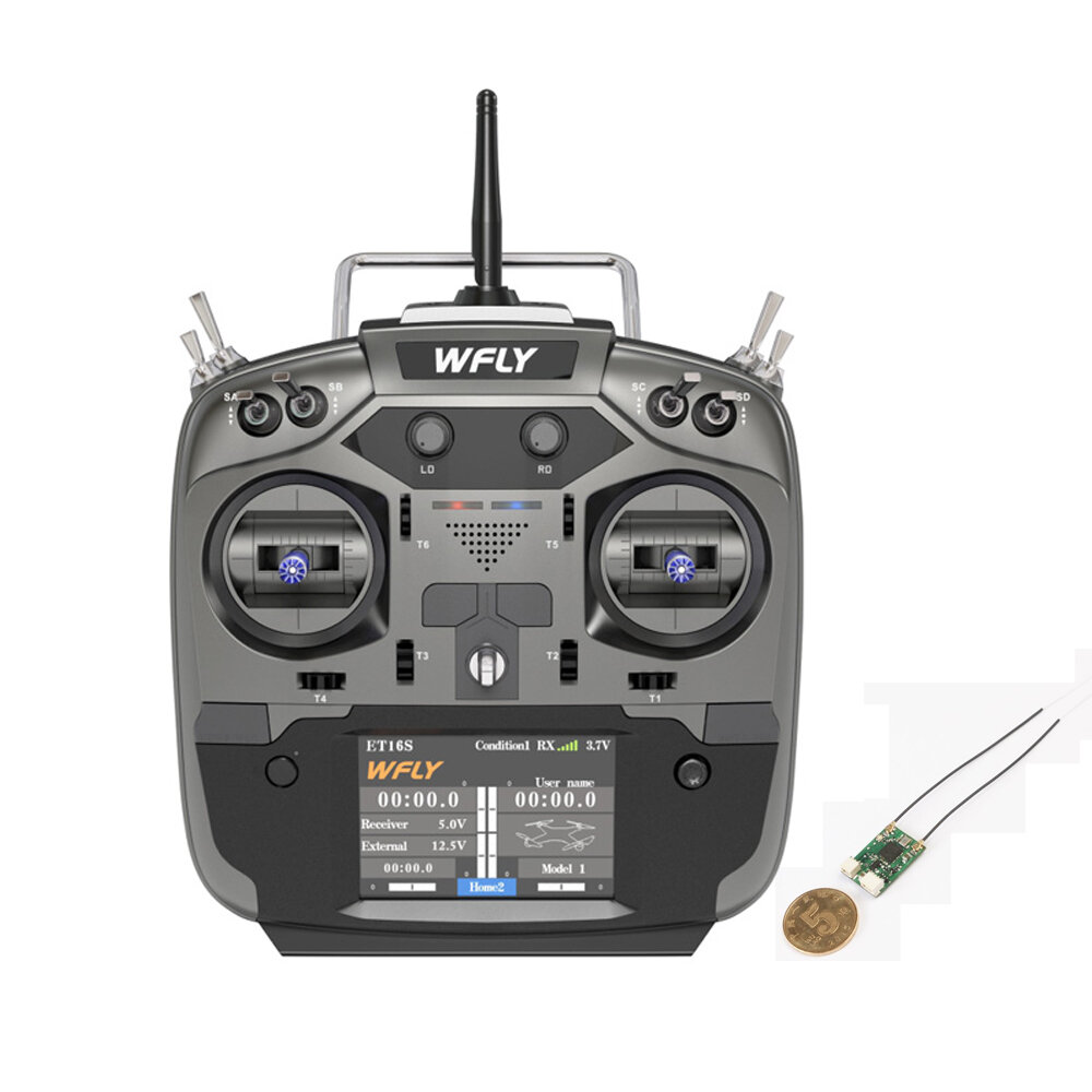 WFLY ET16S 2.4GHz 16CH FHSS Hall Sensor Gimbals Mode2 Transmitter Compatible 4IN1 R9M TBS Crossfires Module with RF201S