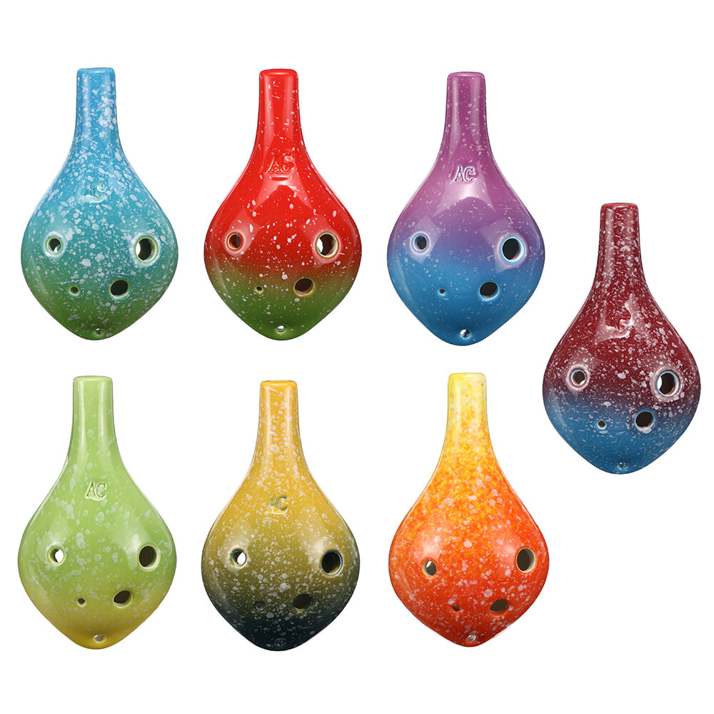 6 Holes Ceramic Ocarina Alto C Tone Bottle Style Musical Instrument with Lanyard Music Score For Music Lover and Learner