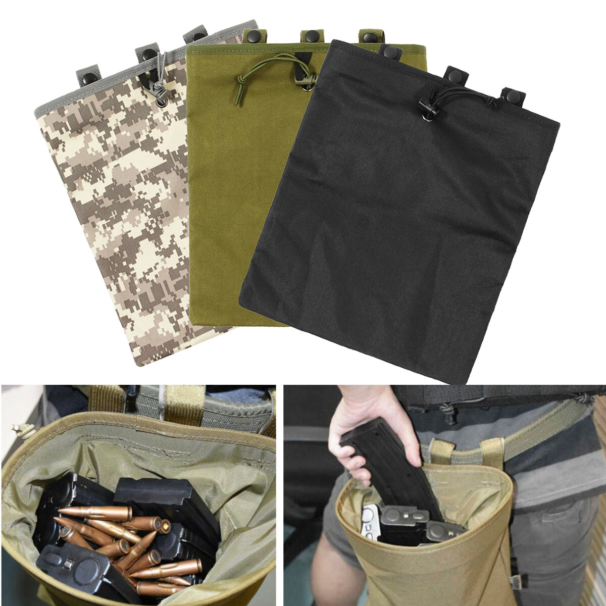 Taktische Tasche aus Oxford-Stoff in der Größe 30x25 cm mit Magazinhalter und Munitionstasche für Jagd und Angeln.
