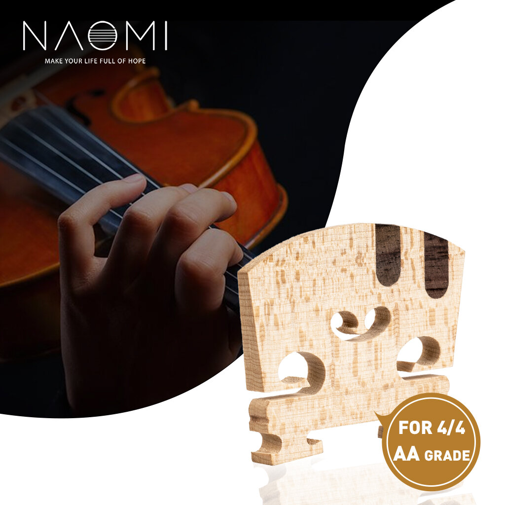 NAOMI 1PC Master AA Grade Snow Flake Texture Maple Violin Bridge 4/4 Violin Bridge Replacement With E A Ebony Inlay