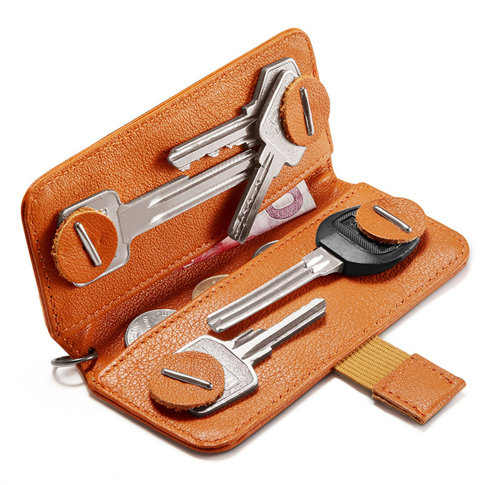 NewBring Small Card Holder Genuine Leather Key holder Cash Cardholder Wallet Money Clip Business Credit Cardholder
