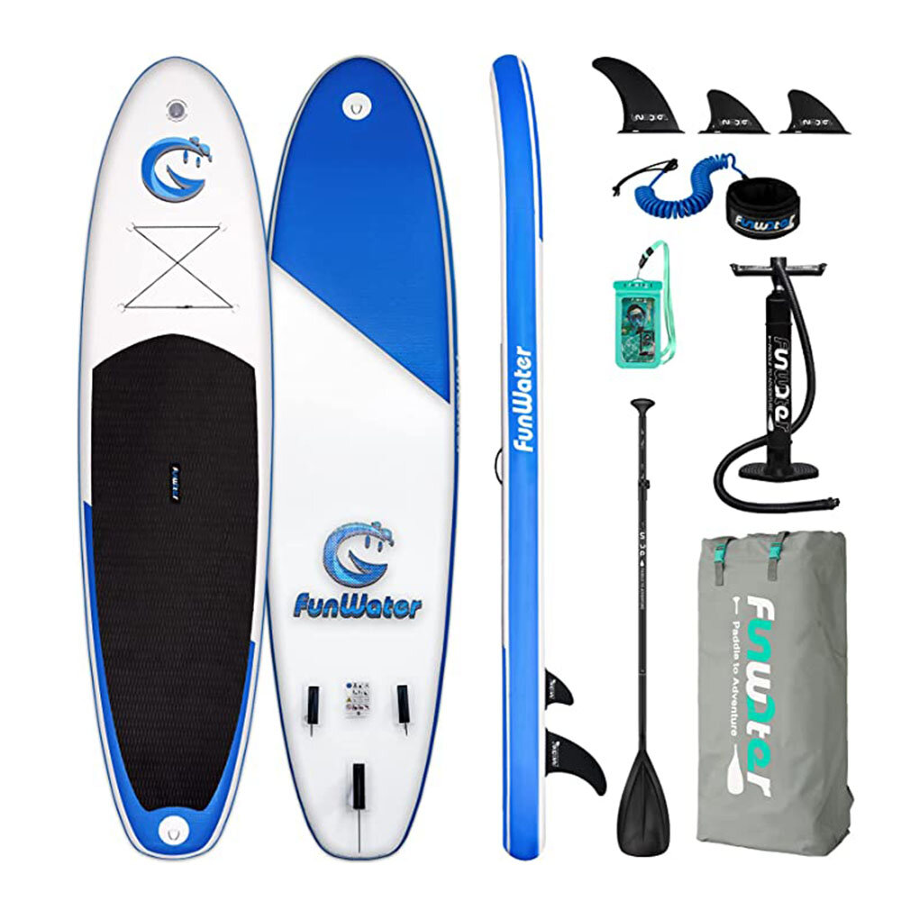 [EU Direct] FunWater Inflatable Stand Up Paddle Board 335 x 82 x 15 cm 150KG Max Load Bearing Complete Accessories Infla