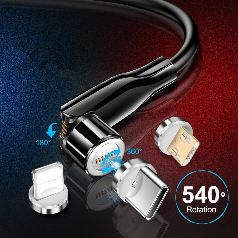 OLAF 540 Draaien Magnetische Kabel 3A Micro USB Type C Snelle Oplaadkabel voor Samsung Galaxy Note S