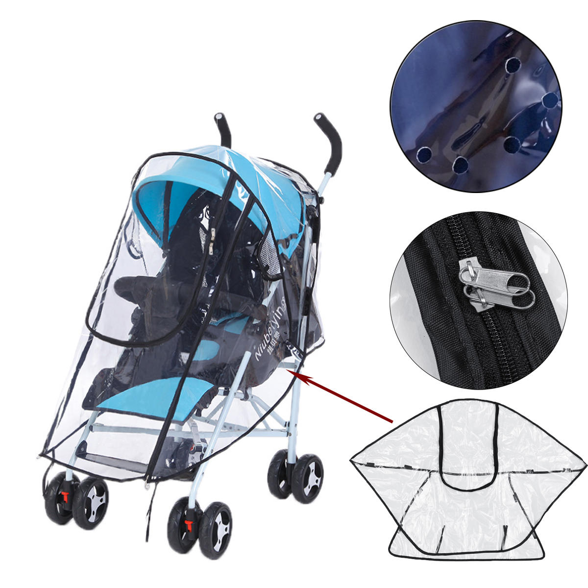 Universal NEW Buggy Pushchair Stroller Pram Transparent Rain Cover Baby AS003 