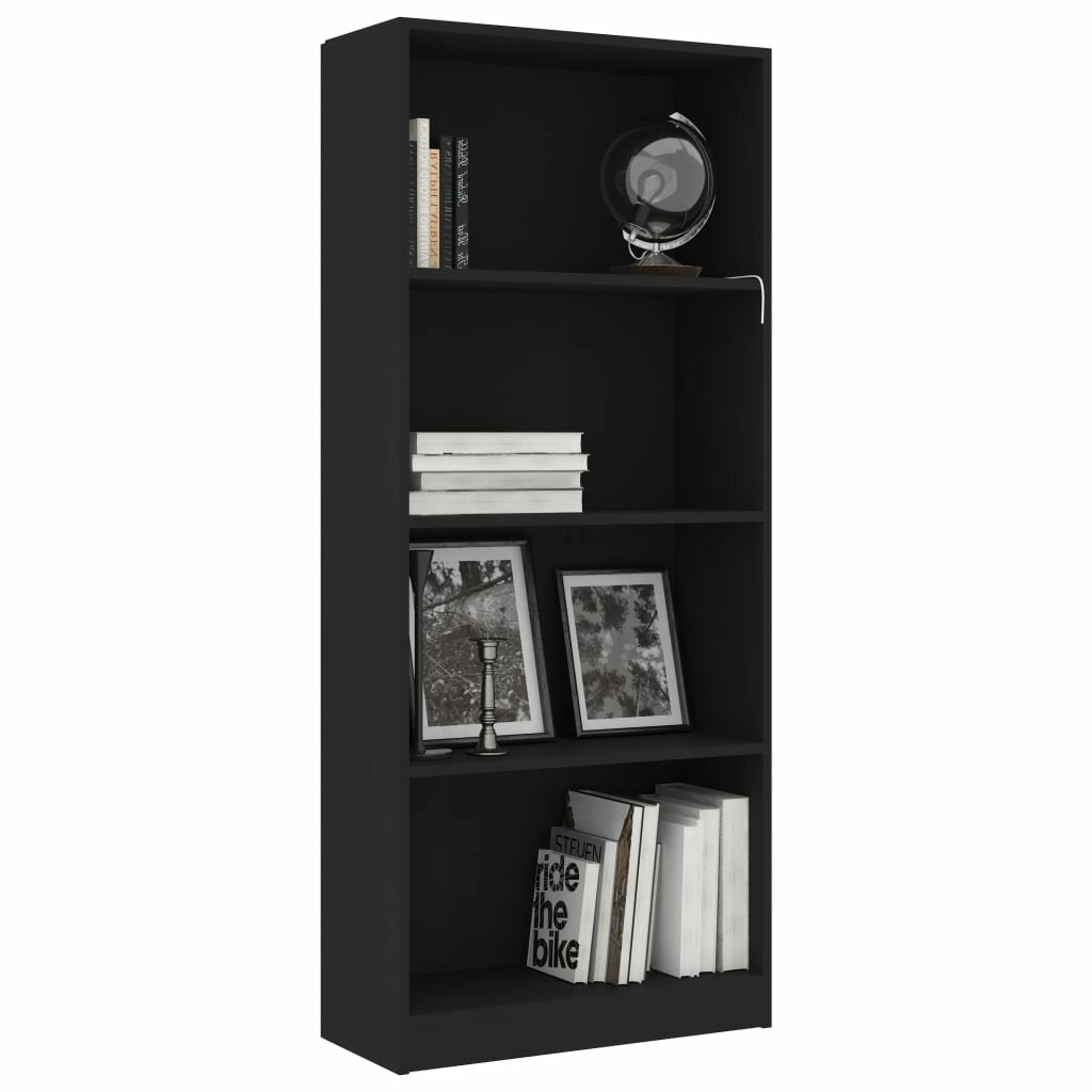 idaXL 4-Tier Book Cabinet Black 23.6