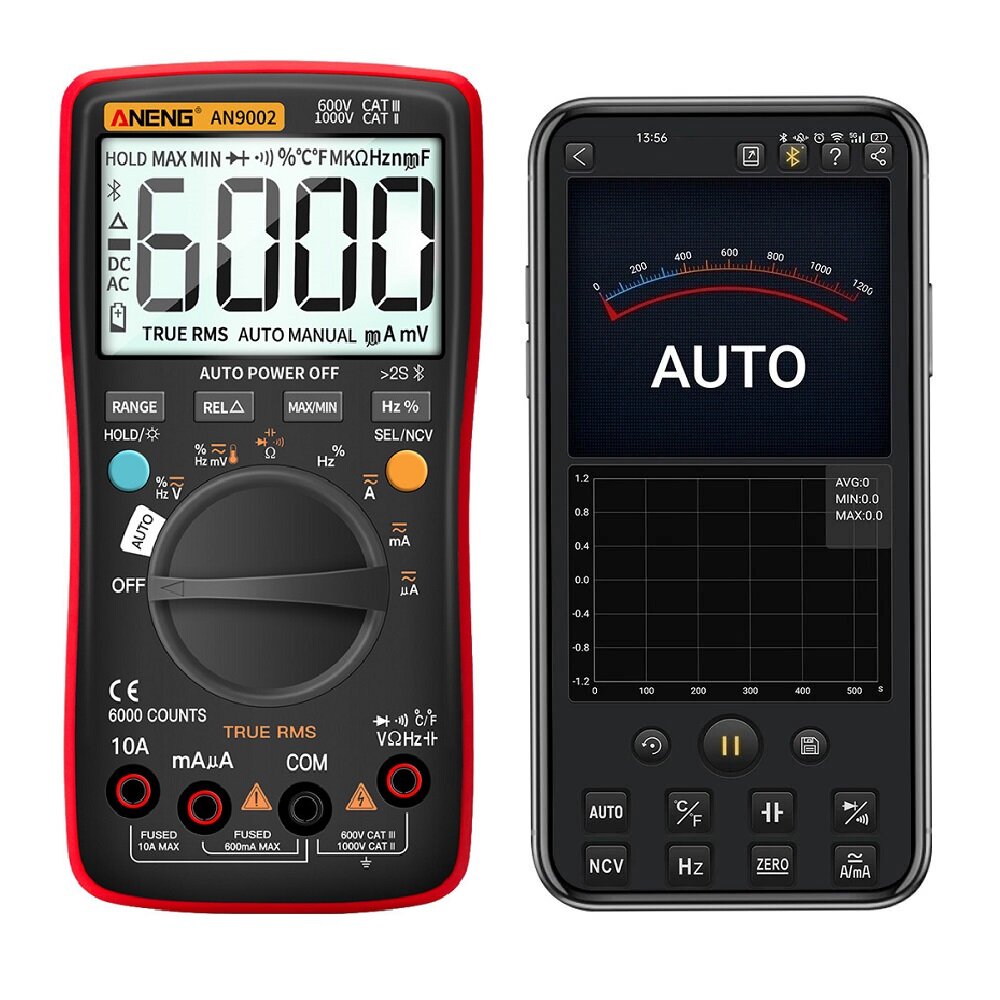 ANENG AN9002 Digitale Bluetooth True RMS Multimeter 6000 telt Professionele Auto Multimetro AC / DC 