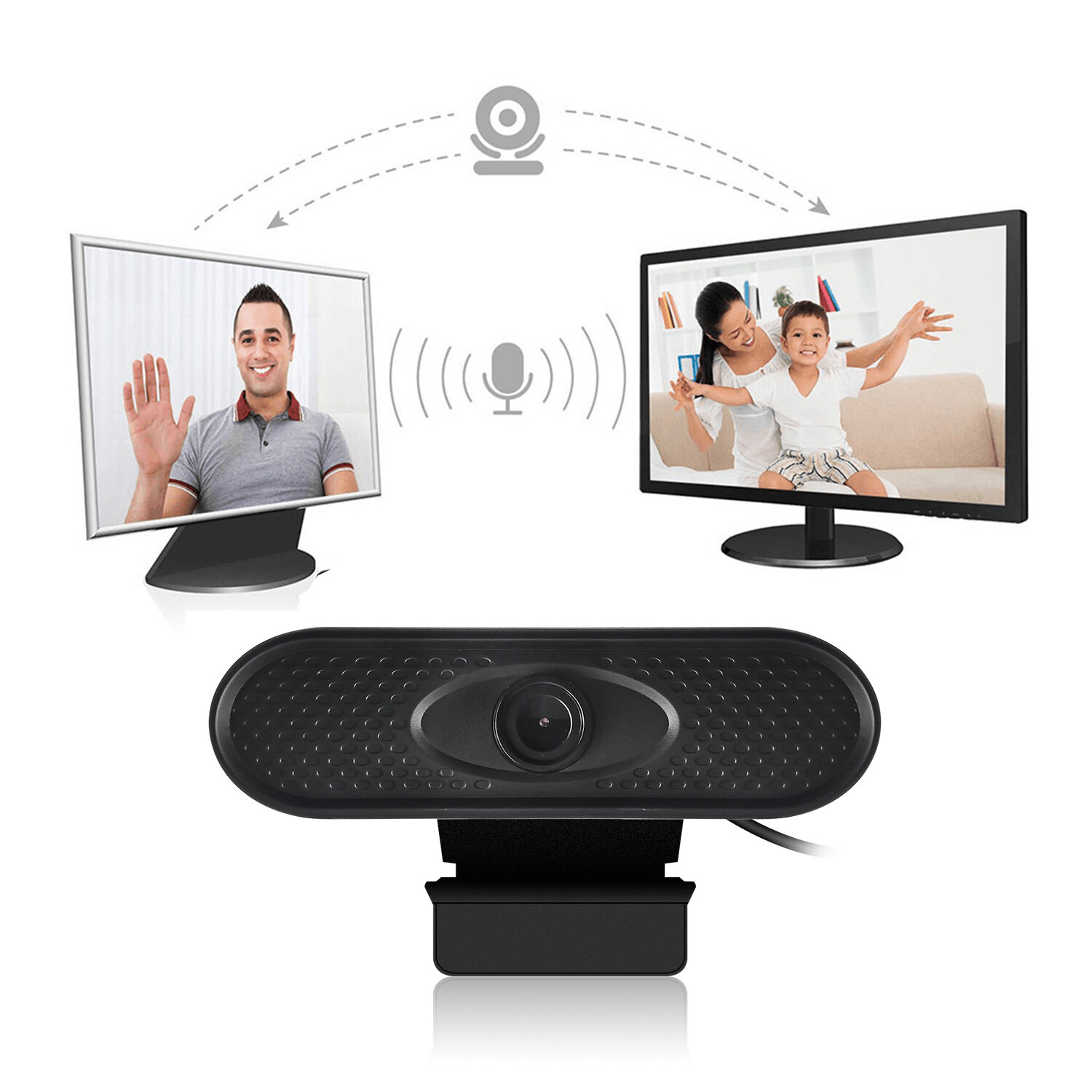 1080P HD USB Webcam Conference Live Manual Focus Computer Camera Built-in Omni-directional Micphone 