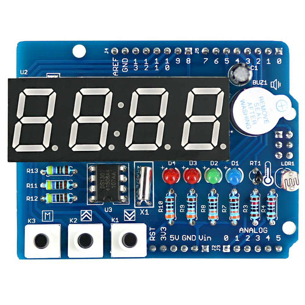 5 stuks Clock Shield RTC DS1307 Module Multifunctionele uitbreidingskaart met 4-cijferige display-li