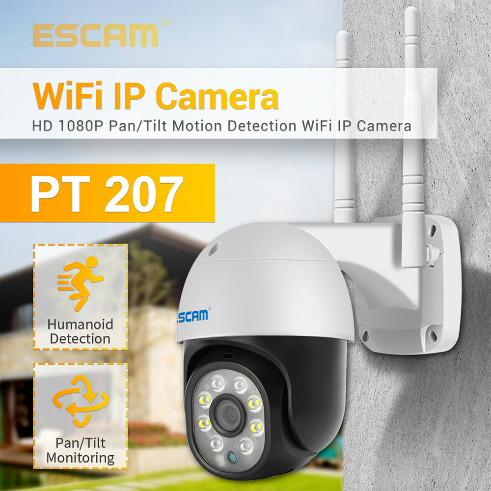 

ESCAM PT207 1080P WIFI IP CameraH.265 PTZ Motion Sensor Detection Two-way Voice Intelligent Dual-light Night Vision Se