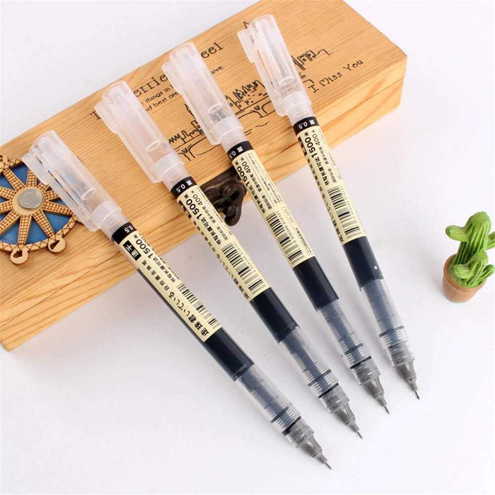 Dianshi 904 1pcs gel pen set 0.5mm simple large capacity quick drying pen black/blue transparent holder netural pen set