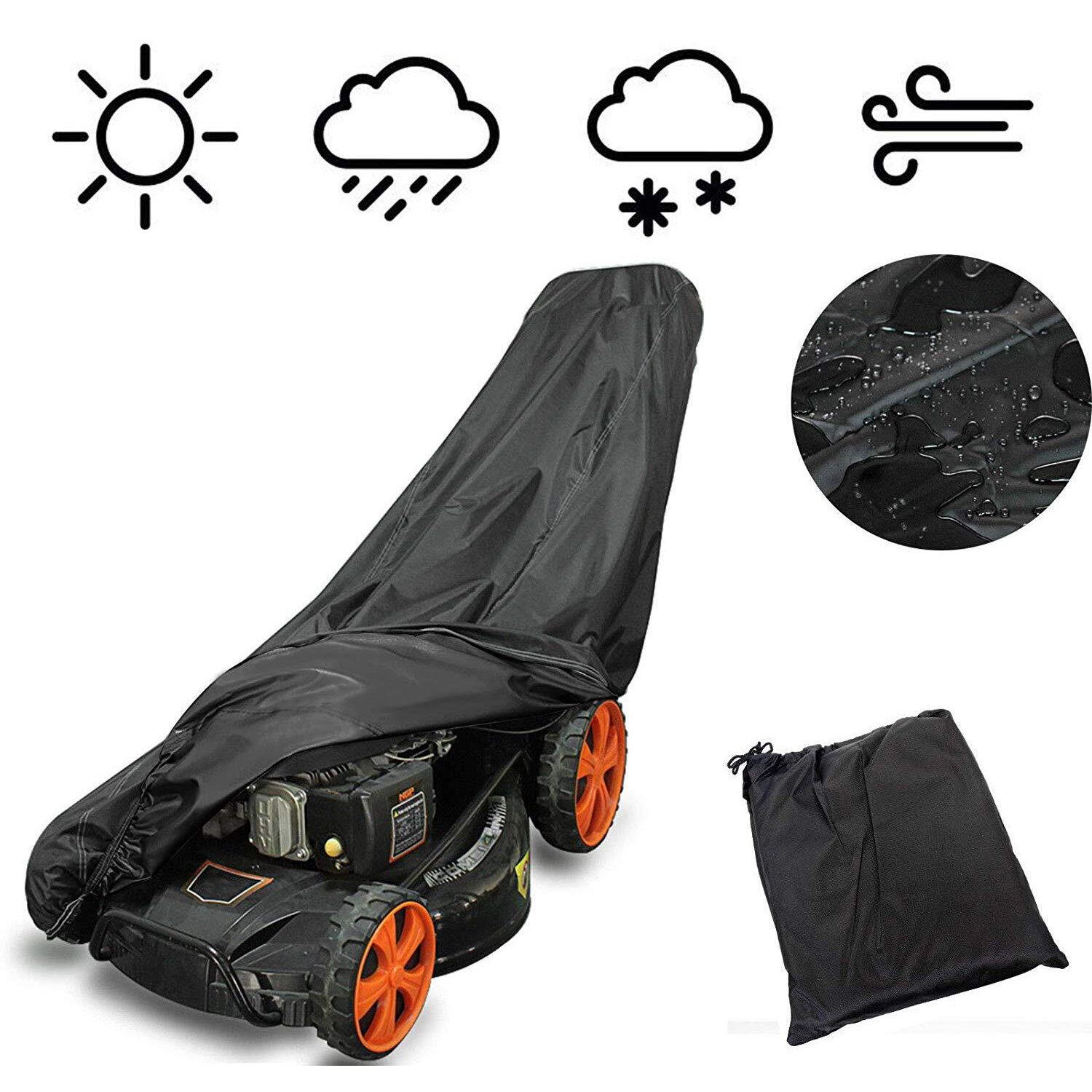74inch Waterproof Mower Cover Garden Rain Dust Protector Tear Resistant for Electric Reel Push Mowers with Storage Bag