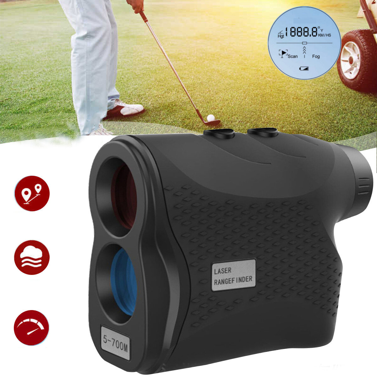 Telémetro digital de 700M Láser Medidor de distancia de caza Buscador de rango de golf para encuesta de caza deportiva de golf