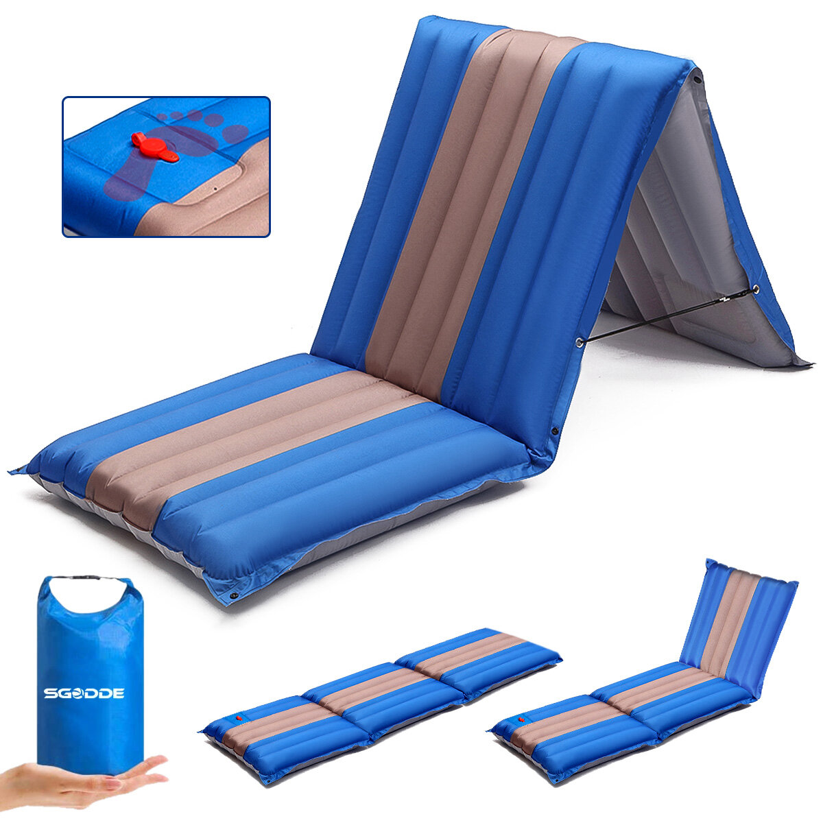 SGODDE Almofada única de dormir à prova d'água leve e leve dobrável para colchão de dormir para carros de emergência Viagem em acampamento