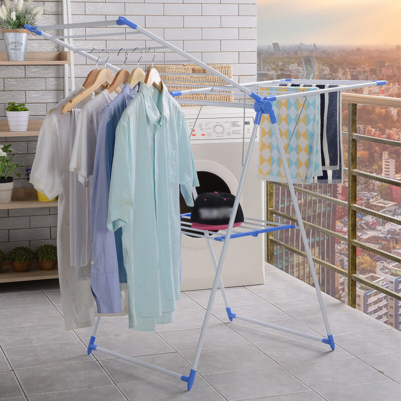 Foldable Durable Lightweight Drying Racks Iron and Sturdy PP Joints Portable Multi-functional No Assembly Required Cloth