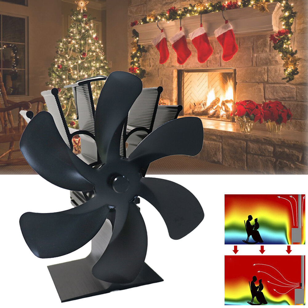 IPRee® YL605 6 Blade Fireplace Fan Heat Powered Stove Fan Wood Burner Quiet Efficient Heat Distribution Fan Home Winter