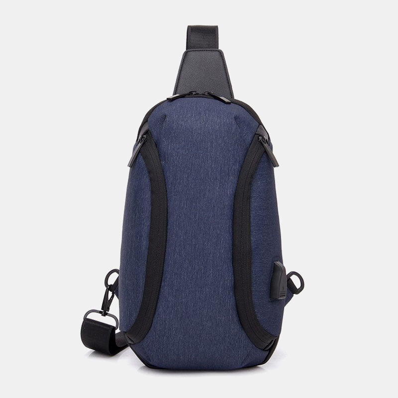 

Men Casual Wild Large Capacity USB Charging Chest Bag Waterproof Back Anti-theft Zipper Pocket Shoulder Bag Crossbody Ba