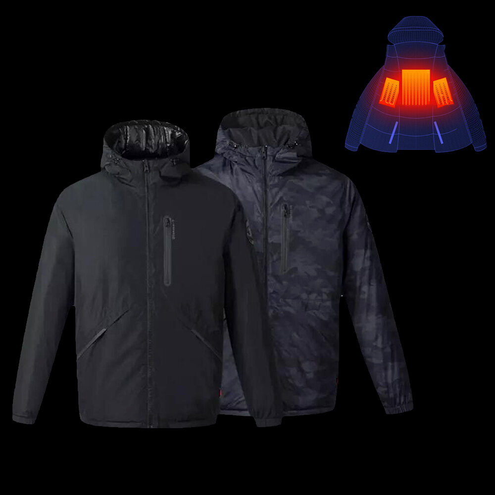 Uleemark IP64 Мужская зимняя перезаряжаемая регулируемая куртка с электрическим подогревом, пальто, моющиеся Водонепроницаемы непромокаемые Sof