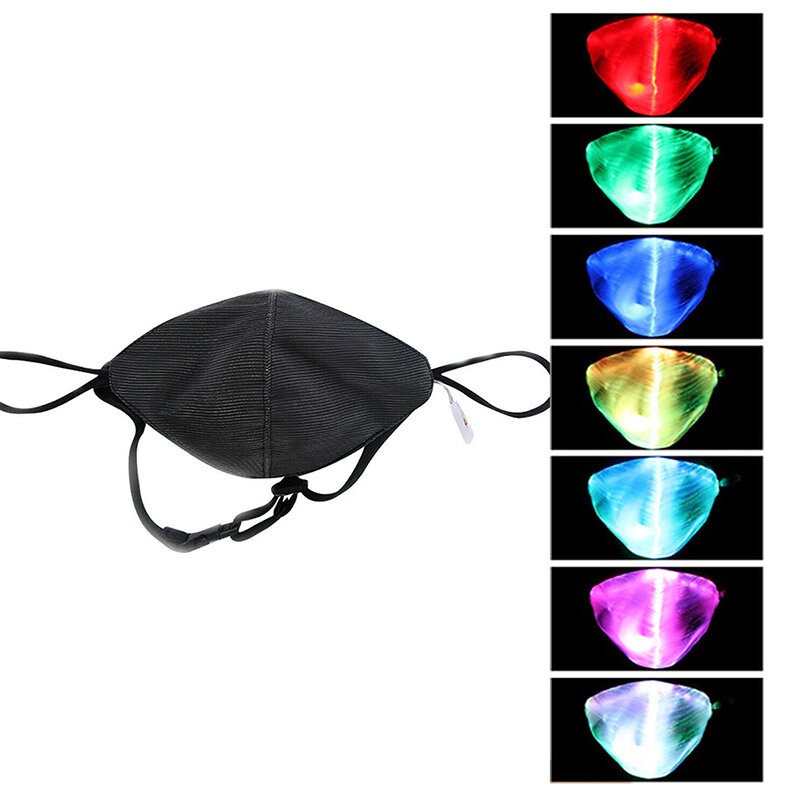 LED Colorful Luminous EL Mask Fiber Fabric Cool Mask Personality Chargeable Dustproof Halloween Glow Party KTV Props