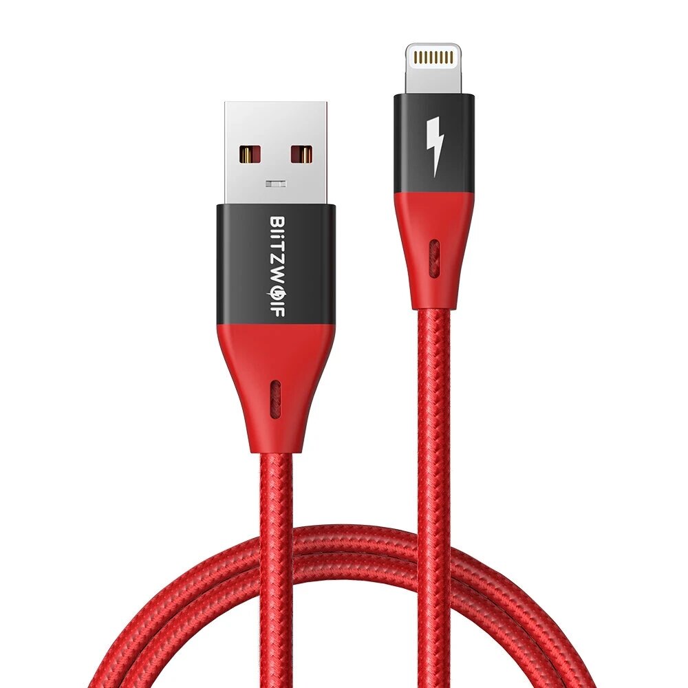 [2PCS Red] BlitzWolfBW-MF9 Pro 2.4A for Lightning to USB Cable With MFi Certified 0.9m / 3ft For iPhone Charger Cable Data Transfer Cord For iPhone…