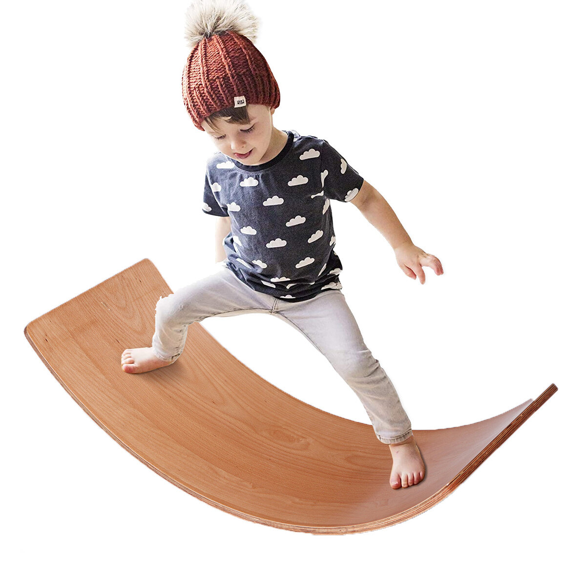 35 Inch Kid Size Wooden Wobble Balance Board Waldorf Toys Balance Board Kid Yoga Board Curvy Board Wooden Rocker Board