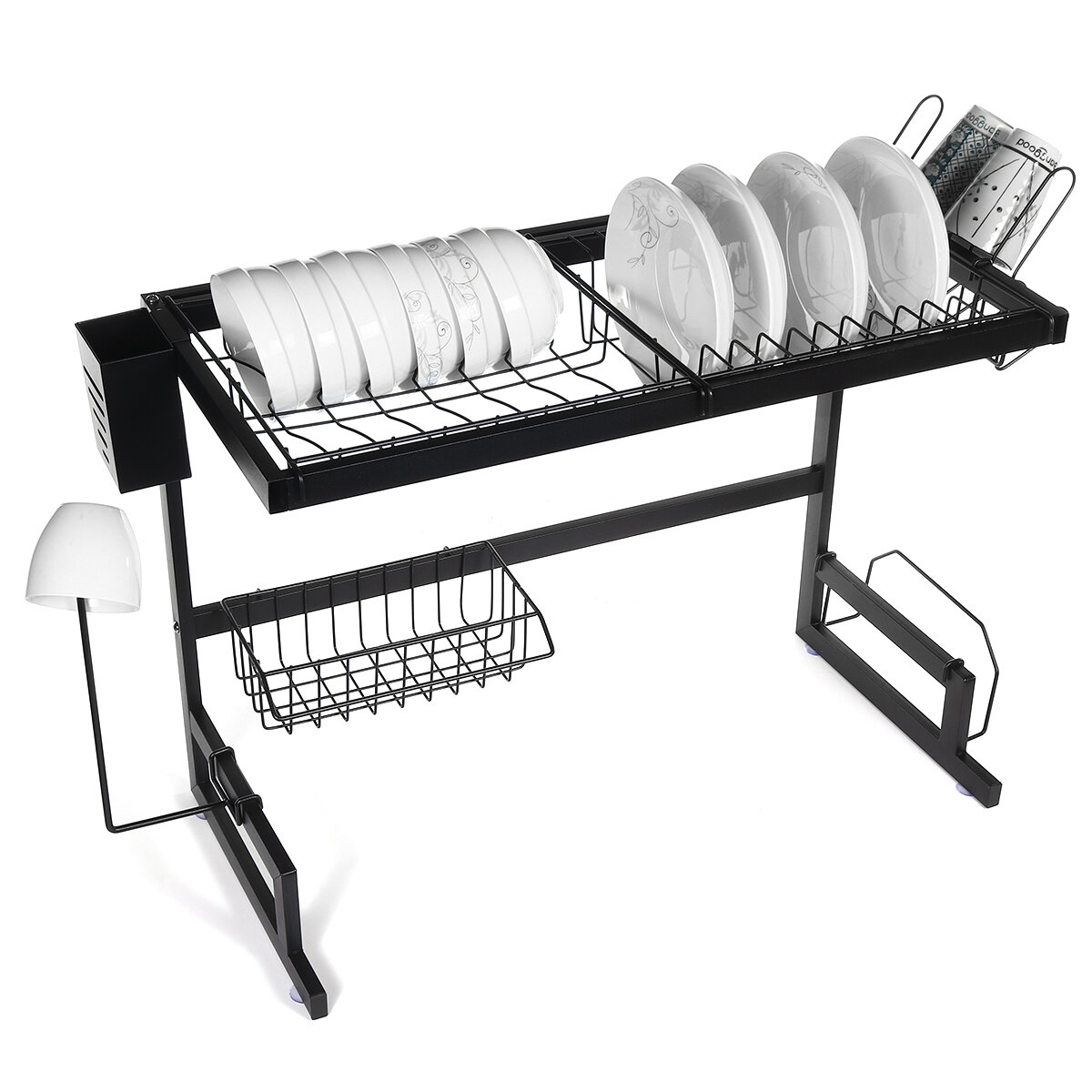 65/85cm Dish Drain Rack Kitchen Sink Dish Drying Shelf Tableware Cup Bowl Storage Tray Holder Organi