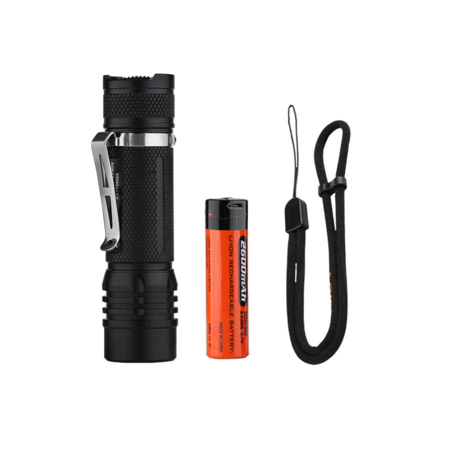 

Folomov 18650S 900LM 167m Compact EDC Flashlight Come with 18650 Battery USB Rechargeable Mini LED Torch 9 Modes For Out