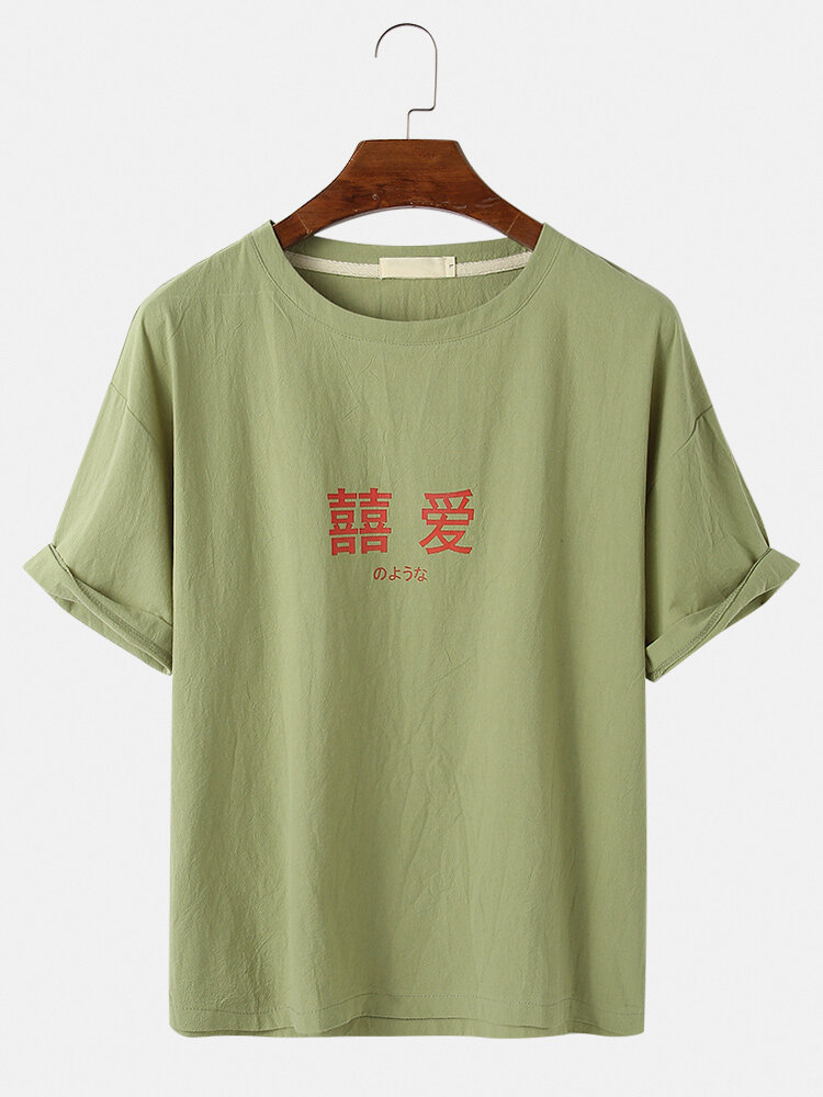 Katoenen tekstprint ronde hals Grappige T-shirts met korte mouwen