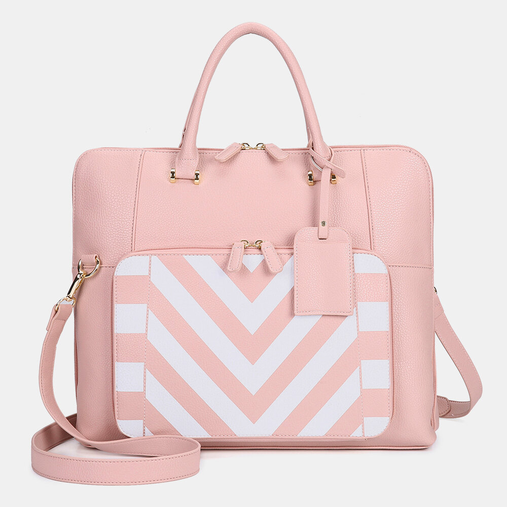 

Women Design Striped Business Elegant Handbag Multifunction Crossbody Bag
