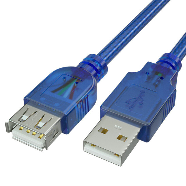 GCX USB Male to Female Extension Cable Data Cable USB2.0 Core Wire Transparent Blue Data Cable for Computer Tablet