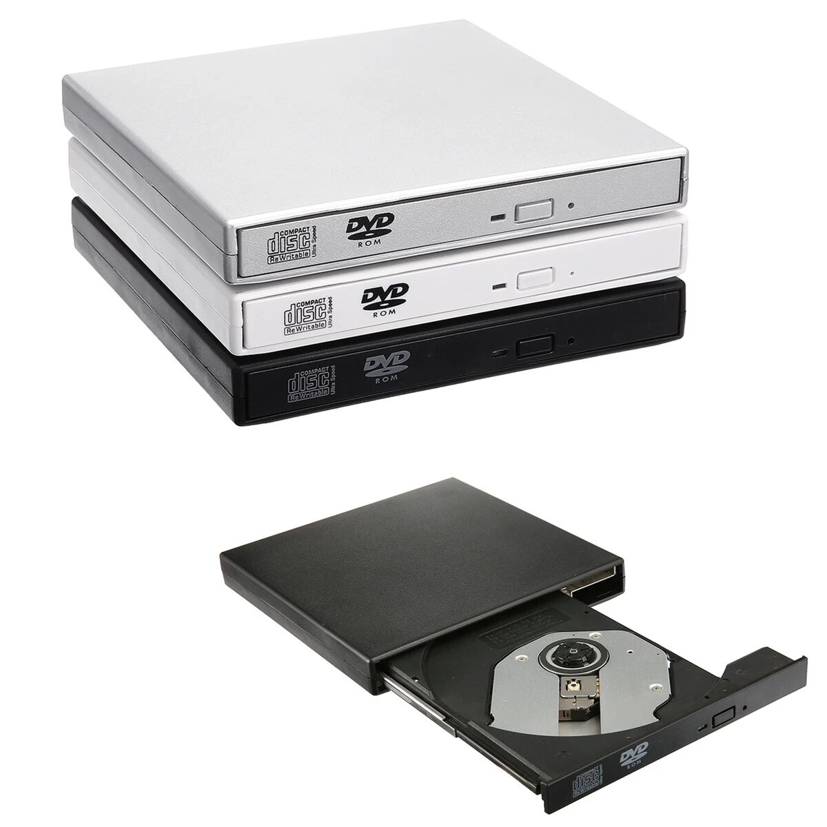 USB2.0外付け光学ドライブCDバーナーDVD-RWCD / DVD-ROMプレーヤーリライターPCラップトップコンピューターコンポーネント用データ転送