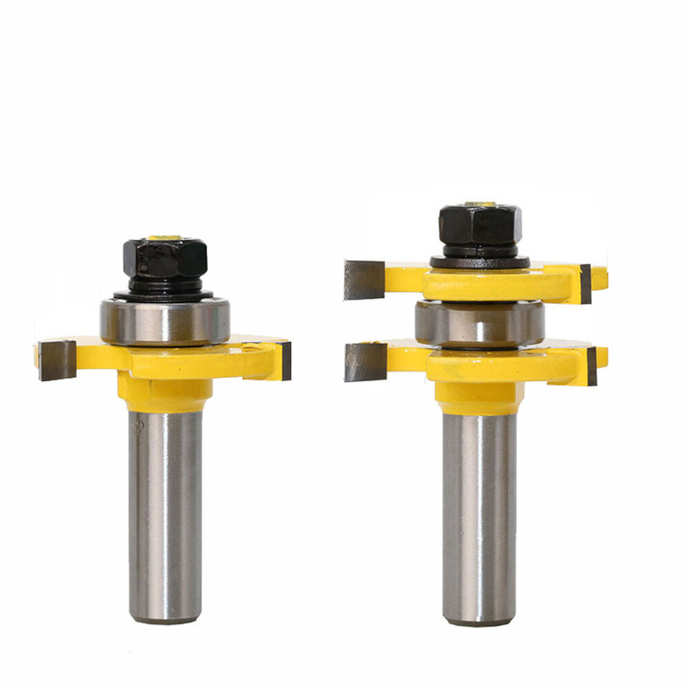 

2pcs 1/2 Shank Tongue & Grooving Joint Assemble Router Bits 3/4" Stock T-Slot Tenon Milling Cutter for Wood Woodworking