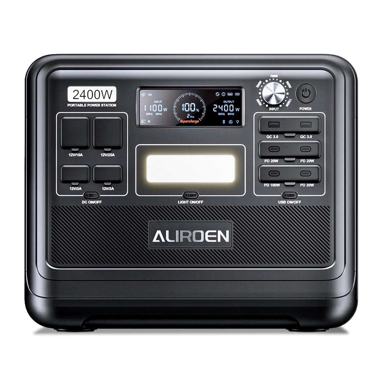 [EU Direct] ALIROEN F2400 Portable Power Station, 2048Wh LiFePO4 Solar Generator, 1.5 Hours Fast Charging, Outputs 2400W (4800W Peak), Voltage  220V~240V, 13 Prots, Pro UPS for Outdoor Camping, Emergency Backup Power