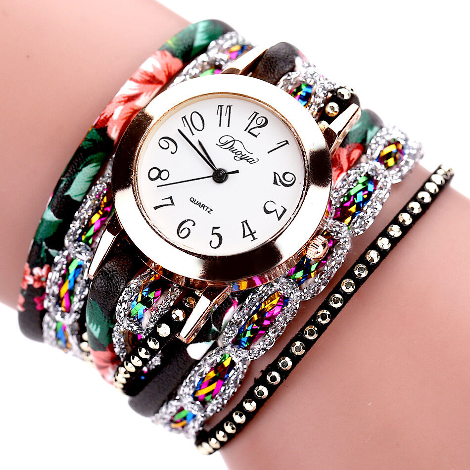DUOYA Retro Style Dames armband horloge Strass quartz horloge