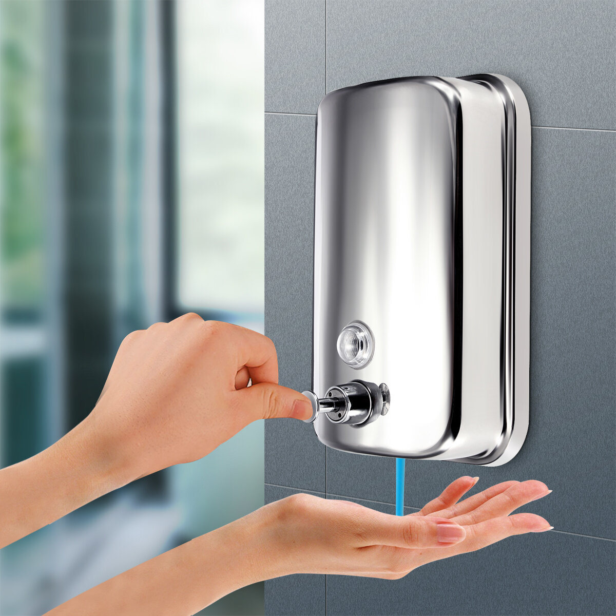 

500/800/1000ml Stainless Steel Wall-mounted Liquid Soap Dispenser Shower Body Wash Shampoo Hand Sanitizer Dispenser Box