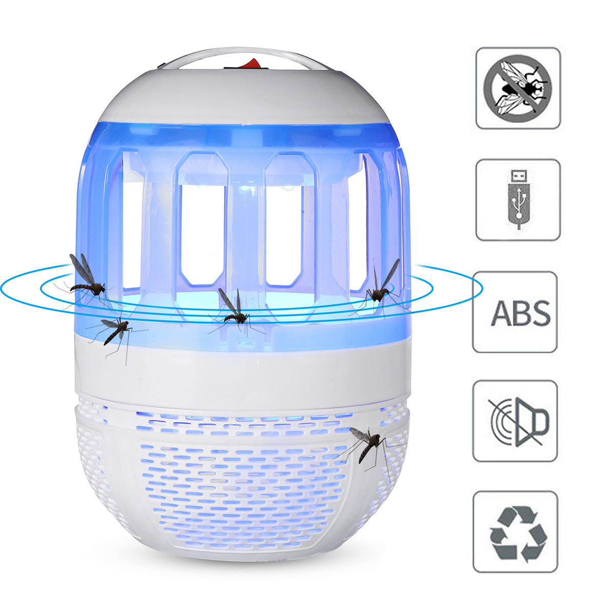 Lámpara de Asesino de Insecto Físico de 11 x 11 x 17cm Luz UV USB Luz de Repelente Mosquito Eléctrica
