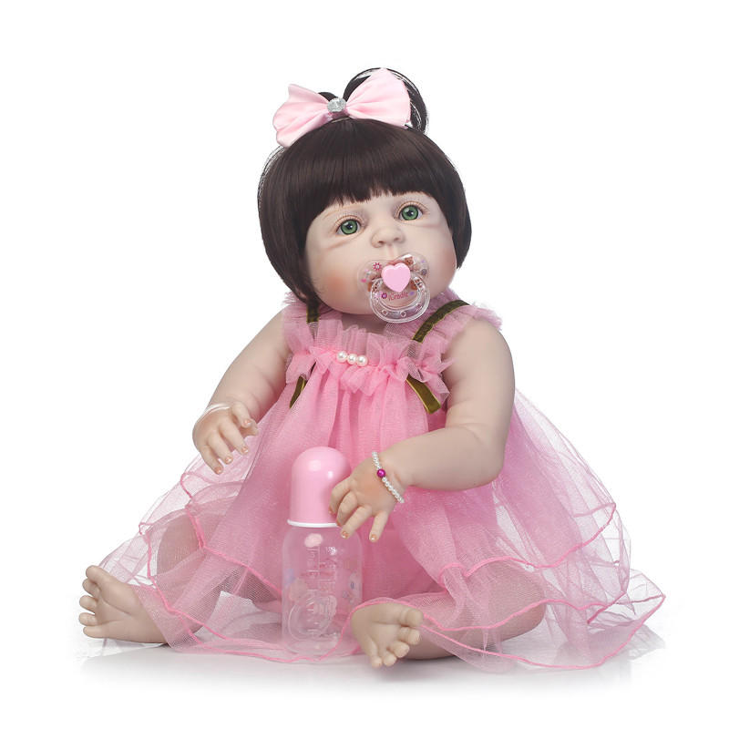 NPK 23inch Soft Doek Body Silicone Reborn Baby Levensechte Babypoppen Bebe Alive Doll Kerstcadeaus