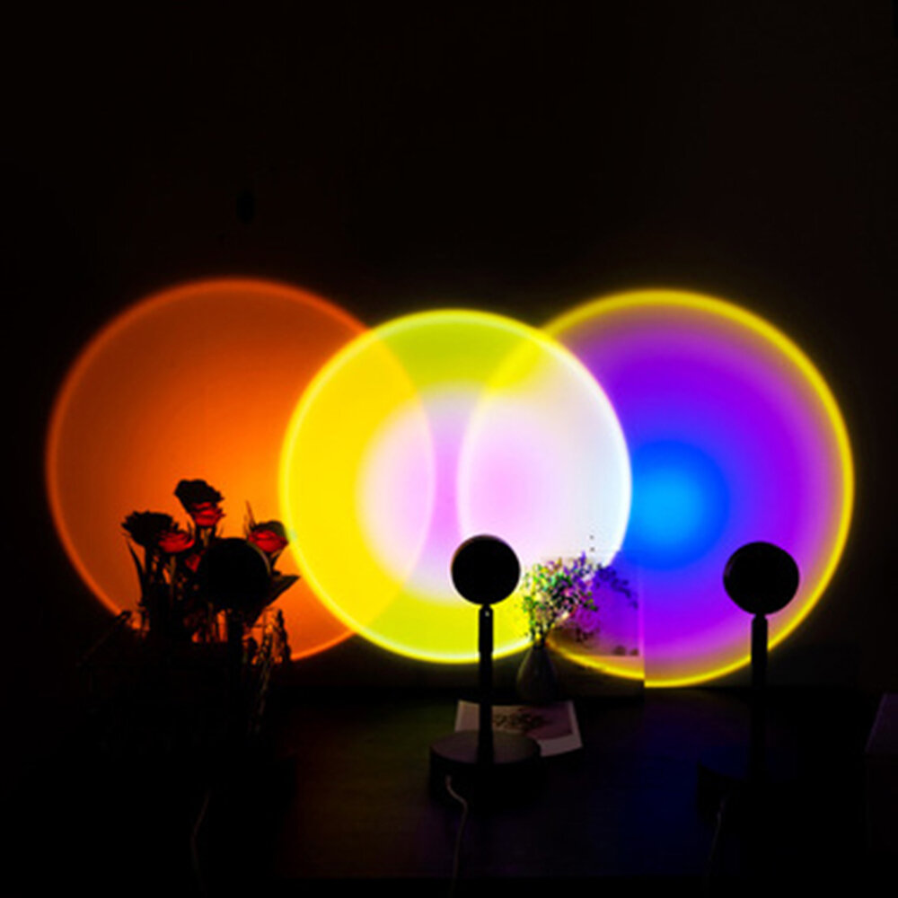 

Sunset Projection Lamp Romantic Sunset Lamp Projector Atmosphere Night Light Rainbow Projector Lamp USB Floor Stand Mode