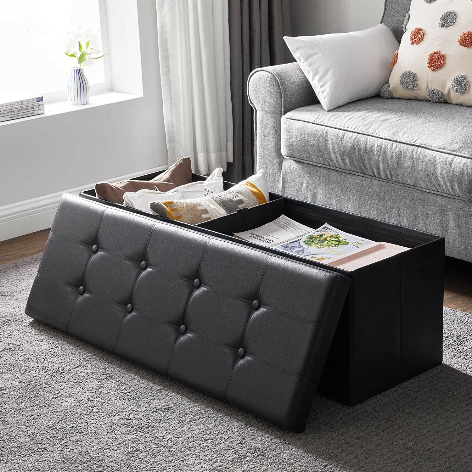 Multifunctional Foldable Living Room Sofa Ottoman Storage Stool Storage Sofa Chair Home Organizers Box
