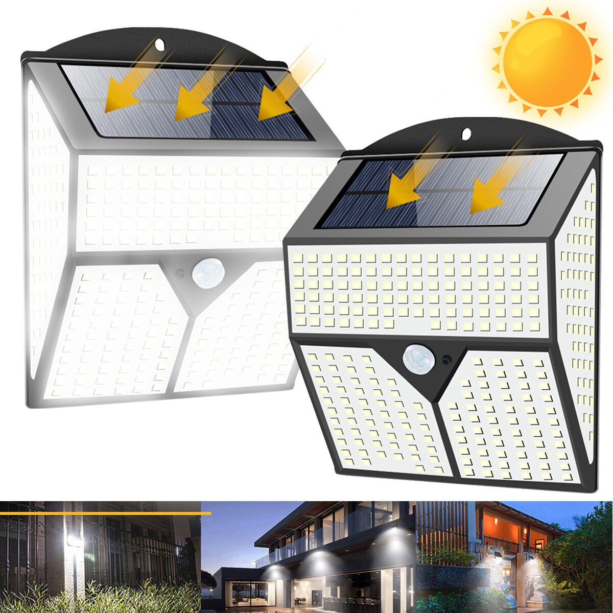 1 / 2Pcs 436LED Solar Light Infrarood Bewegingssensor Tuinbeveiliging Wandlamp Nieuw
