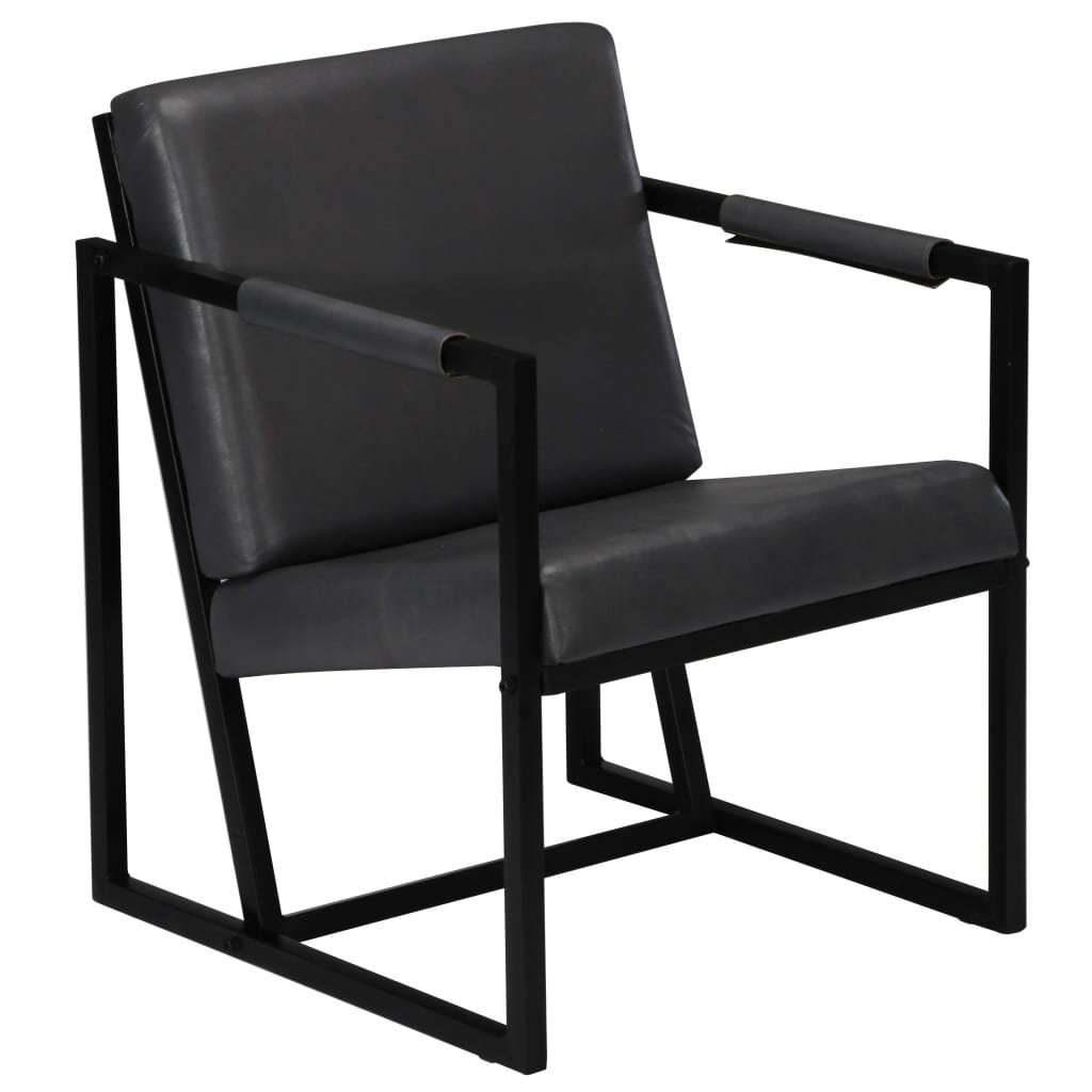 Armchair Gray Real Leather