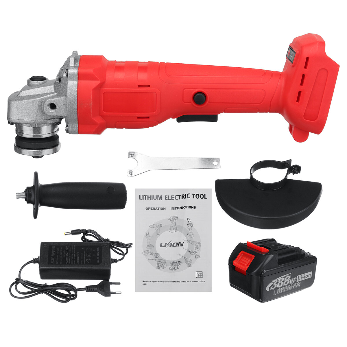 

388VF 125MM 1500W Cordless Brushless Angle Grinder Electric Polisher W/ None/1/2 Battery Cutting Sand Disc Tool