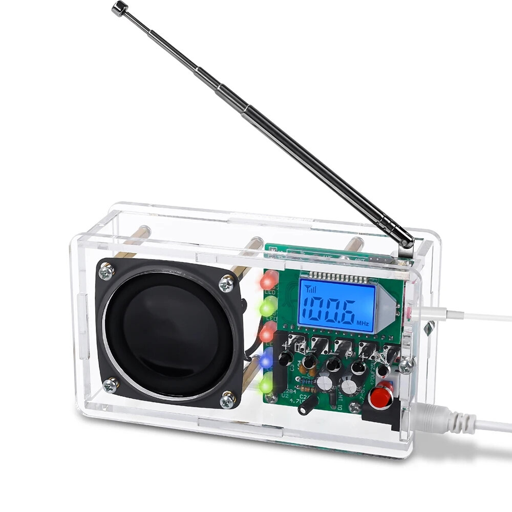 

FM Radio Not Assembled DIY Kit Parts Digital Amplifier with Electric Frequency Indicator Broadcast Receiver Kit