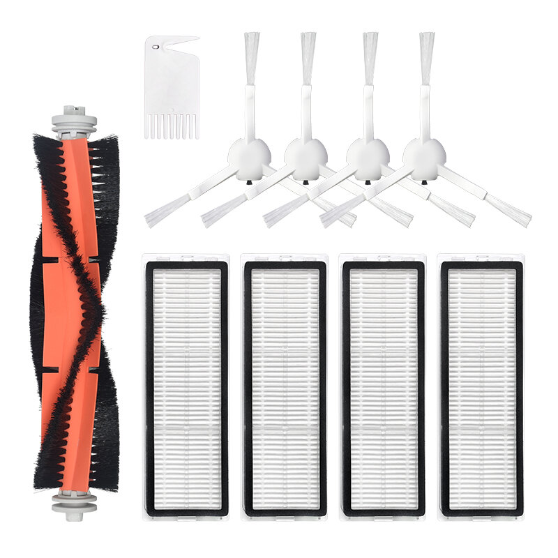 10pcs Replacements for Xiaomi Mijia 1C Vacuum Cleaner Parts Accessories Main Brush*1 Side Brushes*4 HEPA Filters*4 Clean