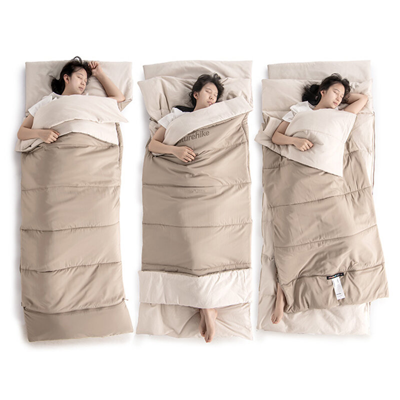 Bolsa de dormir de algodón cosible Naturehike para adulto, individual y portátil, ideal para acampar al aire libre.