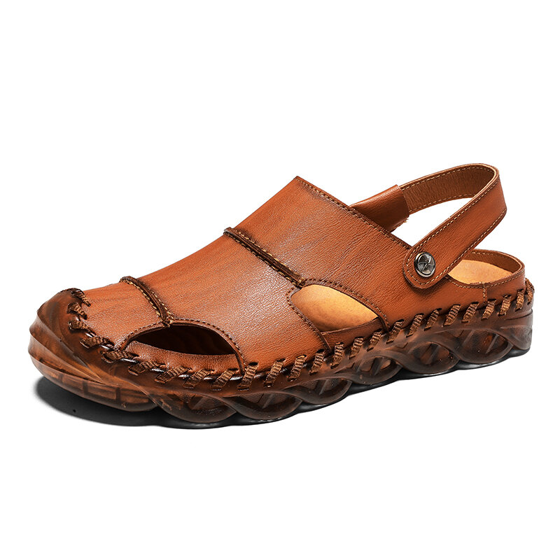 Men Microfiber Leather Two-ways Wearing Slip Resistant Sandals