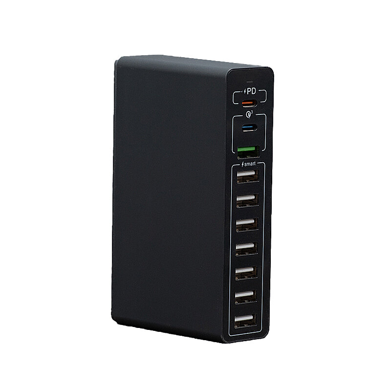 

10-портовое зарядное устройство USB PD мощностью 65 Вт 2USB-C + 8USB-A Настольная зарядная станция с быстрой зарядкой Ви