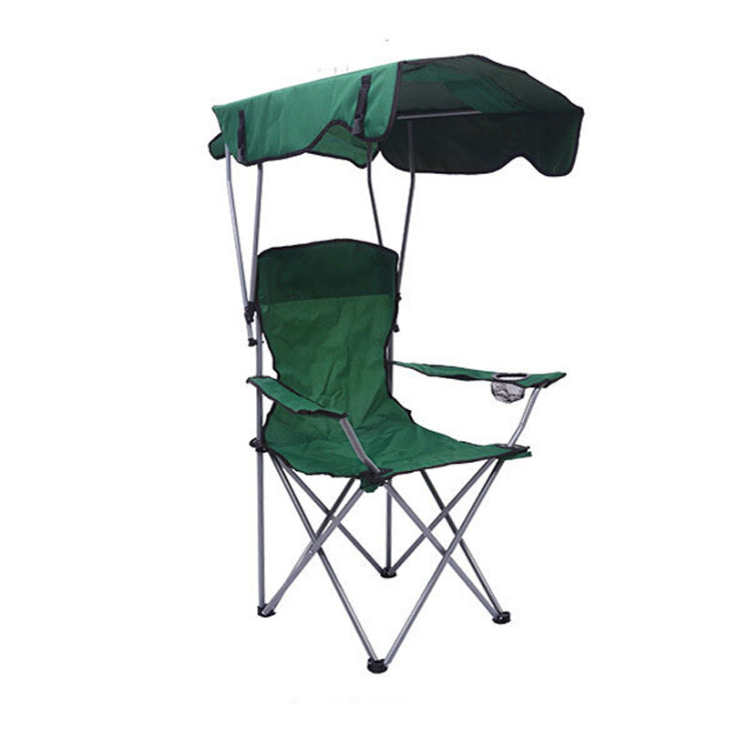 Cadeira ao ar livre portátil dobrável toldo removível engrossar tubo de aço duplo pano oxford pesca Praia sombra canopy camping cadeira