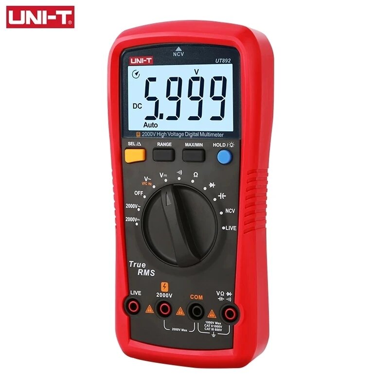 

UNI-T Digital Multimeter UT892 2000V AC DC Voltmeter True RMS Capacitor Tester Frequency Meter NCV LIVE Test