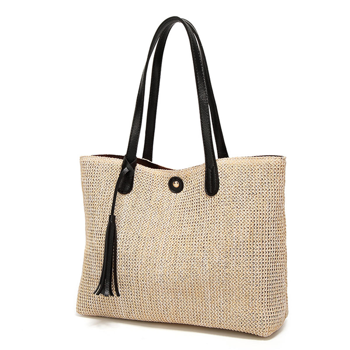 11l women straw tassel handbag beach shoulder bag shopping tote bag ...