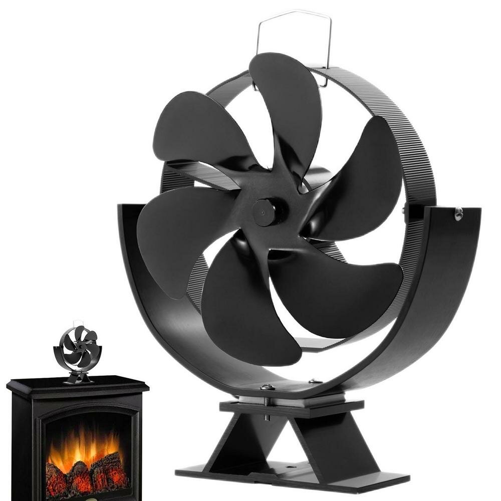 Вентилятор для камина с 6 лезвиями для дровяной горелки Мини-вентилятор для тепловой печи Эко-вентилятор Тихий дом Эффективное распреде